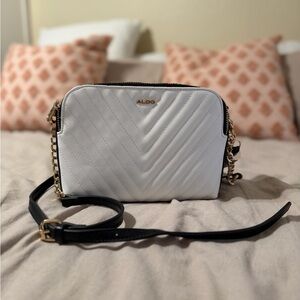 Aldo White Chevron Crossbody Bag